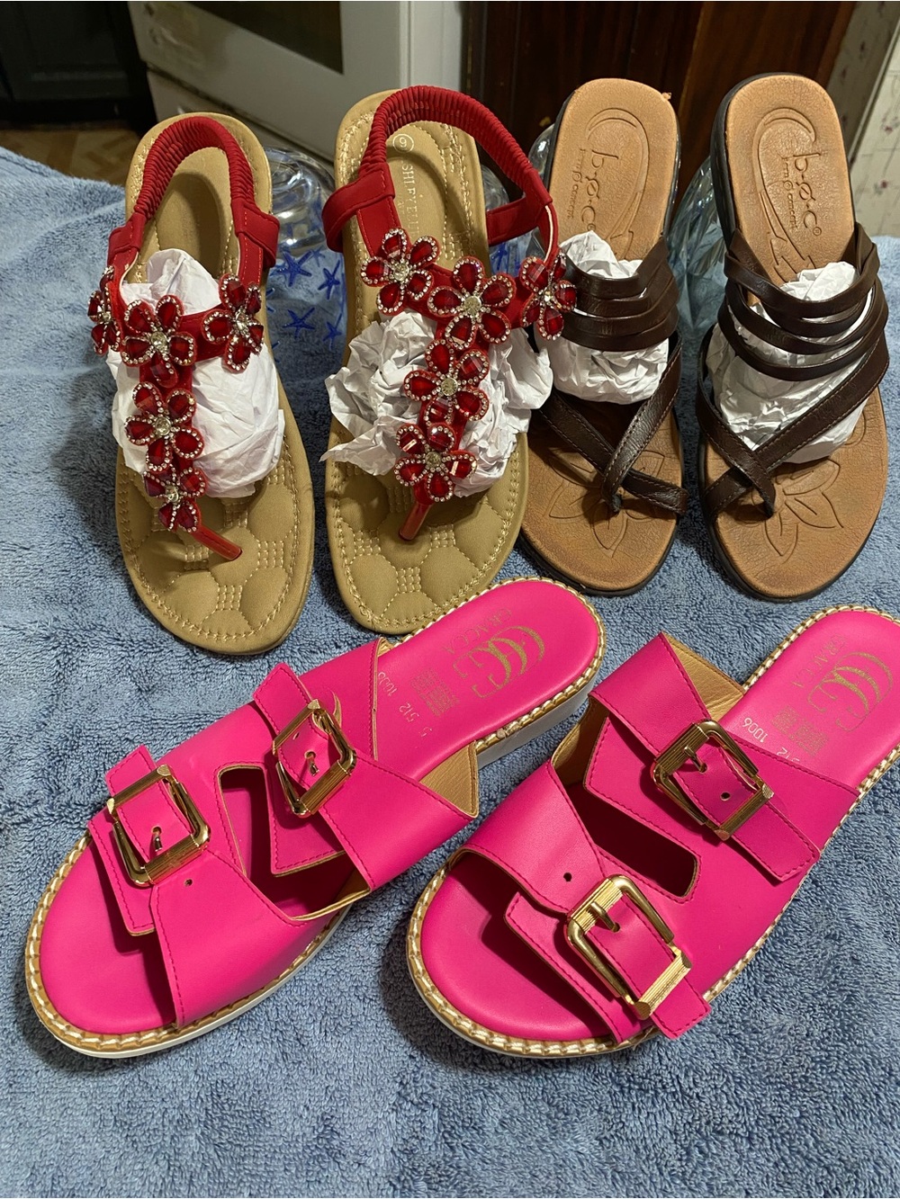 Bright Pink Double-Buckle Slide Sandals - Women